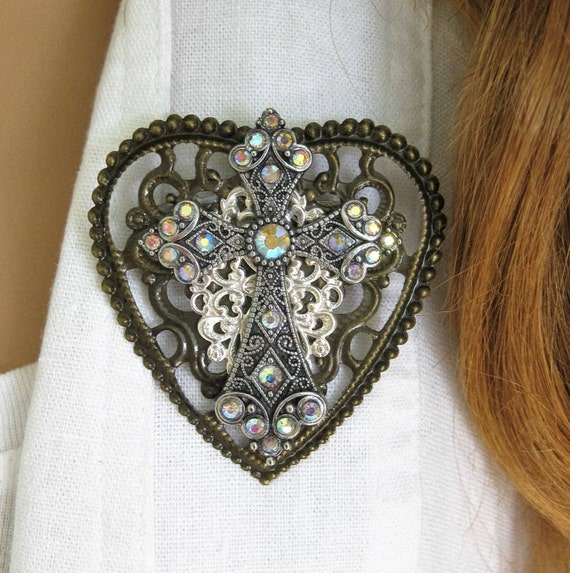 Cross Brooch Christian Jewelry Catholic Jewelry Religious