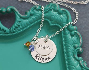 FREE SHIP • Sorority Jewelry Sorority Rush • Lil Sis Necklace Big Sis Necklace • Alpha Chi Omega Letters Delta Phi •Big Sorority Sigma Kappa