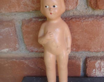 Vintage Frozen Charlotte Composition Doll 6 1/2 inch Folded arm
