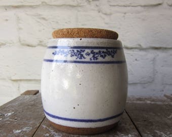 Blue and White Scandinavian Crock - Signed Pottery Crock Studio Pottery