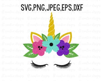 Unicorn SVG, Unicorn Head SVG, Unicorn Clipart, Unicorn Eyelashes SVG, Unicorn Face Svg, Svg Files, Cricut, Silhouette Cut Files