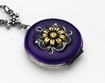 Sunflower Necklace, Sunflower Locket Necklace, Sunflower Locket, Sunflower Jewelry, Sunflower Pendant, Birthday Gift, Bridesmaid Gift