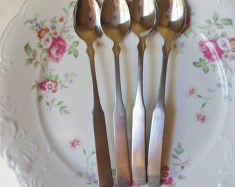 Brandware Iced Tea Spoons, Four Latte Spoons, Salem Pattern Stainless Steel Spoons, Long Dessert Spoons