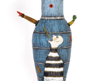 Title: "S-C-R-E-A-M!" 3-D ceramic sculpture, 20.5" x 10" x 5"