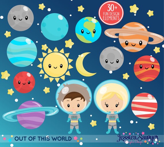 INSTANT DOWNLOAD - Space Clipart or Astronaut Clip art Il_570xn