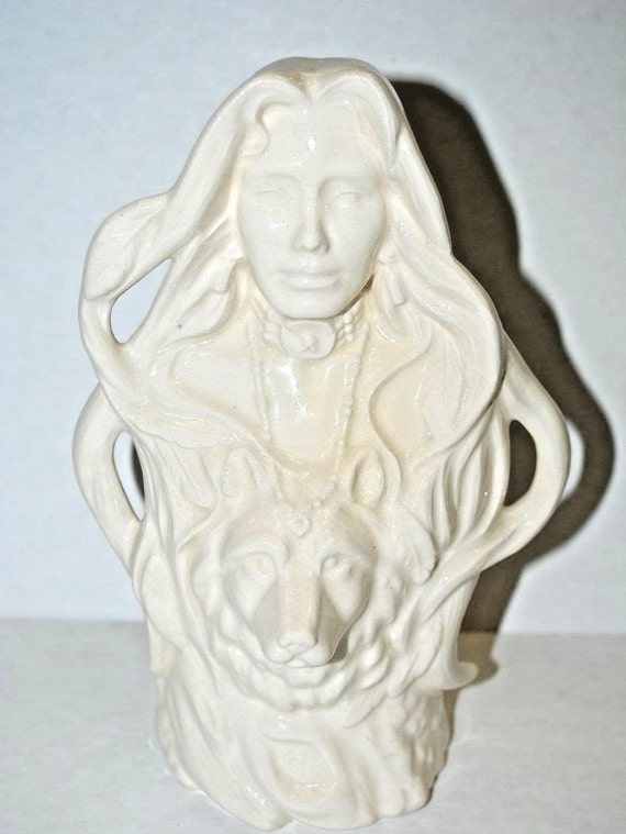 Native American Indian Woman Ceramic Statue. Ceramic Indian