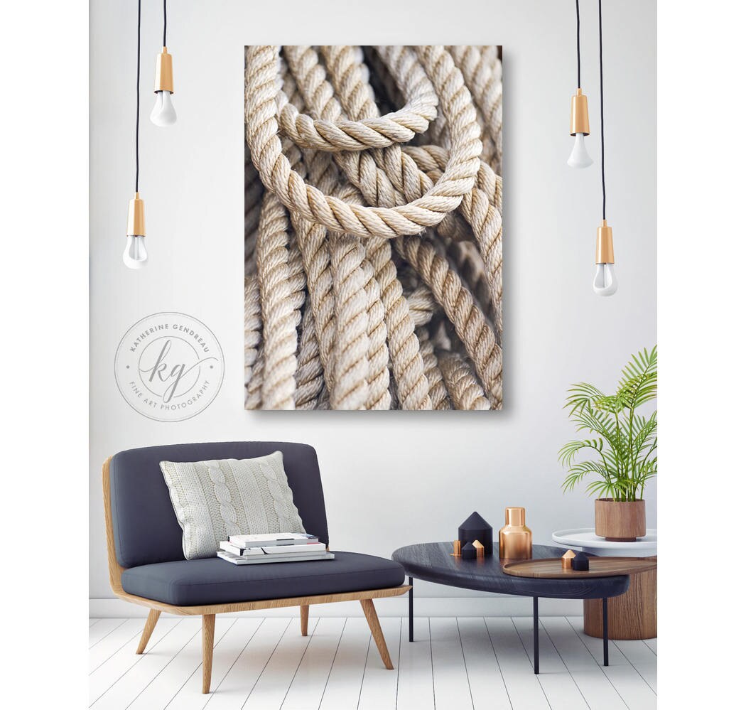 Nautical Rope Photograph Large Canvas Wall Art Coastal Beach