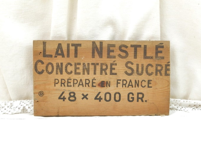 Vintage Wooden Board Sign for Nestlé Concentrated Milk / Lait Nestlé Concentré Sucré, Retro Industrial Wall Hanging made of Wood from France