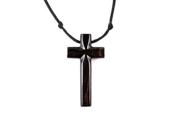 Mens Cross Necklace, Wood Cross Necklace, Wooden Cross Pendant, Mens Cross Pendant, Mens Wood Cross, Christian Jewelry, Hand Carved Cross