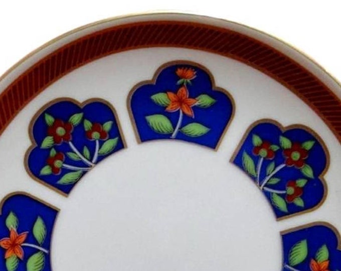 Fitz & Floyd FIT38 Salad Plate Flowers Red Gold Cloisonne Cobalt Blue Floral China Plate (s) 7 5/8"