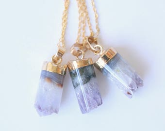 Raw crystal necklace, Amethyst necklace, Raw amethyst necklace, raw quartz necklace, raw stone necklace, purple crystal necklace, amethyst