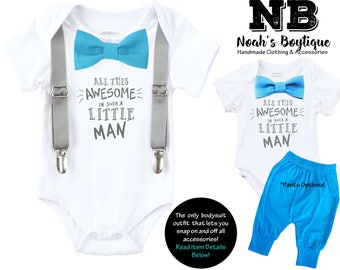Newborn Boy Coming Home Outfit Blue and Grey - Baby Boy Clothes - Gray - Coming Home Set - Baby Shower Gift Baby Boy - Awesome Little Man