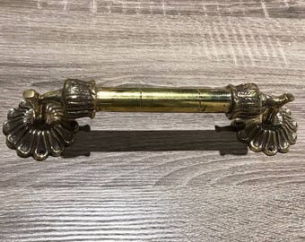 Vintage Brass Handcrafted Drawer Pull or Door Handle - Salvaged from a Luxury Ship - Restored and Refurbished