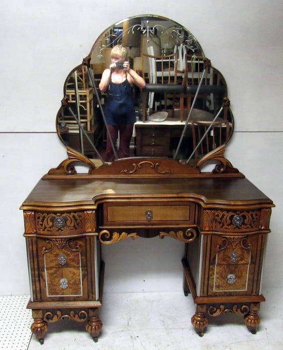 Art Nouveau Vanity and Mirror