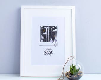 We are all made of stars – A4 Illustrated art print