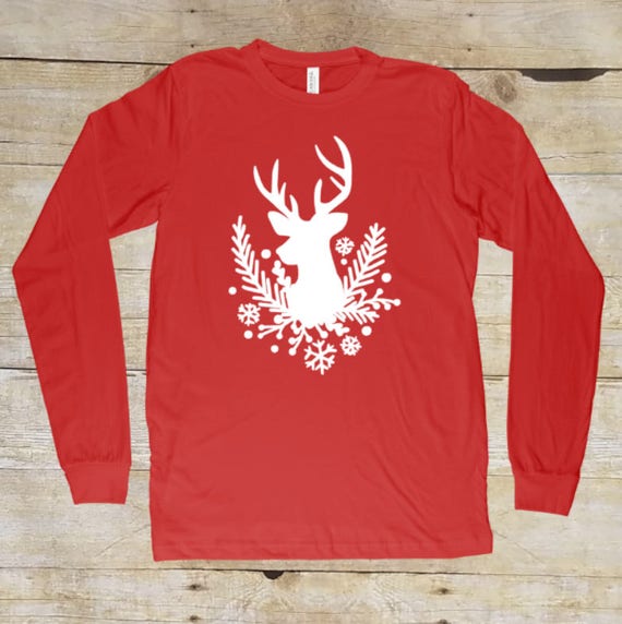 Christmas graphic tee deer head Christmas shirt winter
