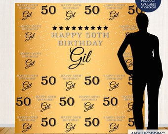 Photo Booth Backdrop, 50th Birthday Custom Step And Repeat Backdrop, Red Carpet Banner, Printed Or Printable Free Shipping BBD0088