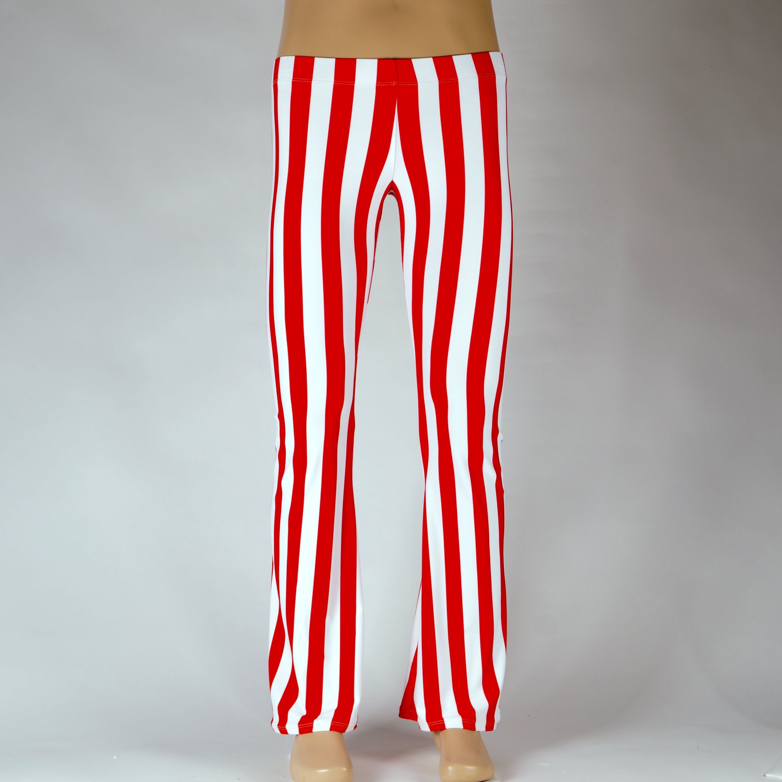 mens red and black striped trousers