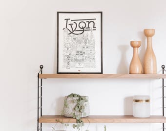 Lyon - series illustration * Travel With Me *. Black and white. 21 x 29.7 cm