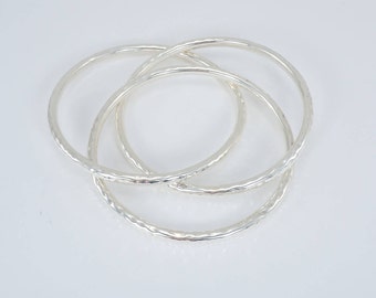 Three Interlocking Bracelets Sterling Silver Bangle Bracelet