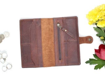 Leather Wallet Woman - Leather Purse - Handmade wallets for women - leather coin purse - BROWN KODIAK leather by Valentina.