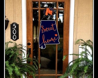 War Eagle Door Hanger, Auburn Home State Sign, Alabama State Shape Door Hanger, State Sign Door Hanger, State Sign Door Wreath, Auburn Tiger