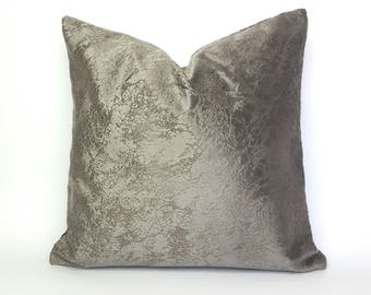 Grey Velvet Pillow Cover, Gray Patterned Pillow Case, Taupe Velvet Pillows, Designer Pillow, Taupe Grey Pillow, Velvet Throw Pillows