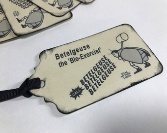 Beetlejuice Halloween Tags - Call Betelgeuse Bio Exercist Labels - Treat Or Party Tags - Set Of 6