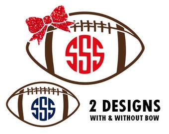 Football with bow svg, football monoram svg, football laces svg, football lace svg, football mon svg, football monogram frame svg, svg files