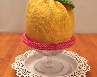 Pink Rosebud and Yellow Baby hat