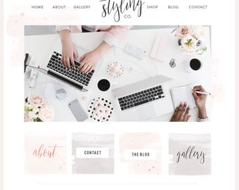 Watercolor Squarespace Template / Logo & Branding Kit / Blog Kit / Rose Gold Boutique / Website Design / Wordpress theme / Photography Site