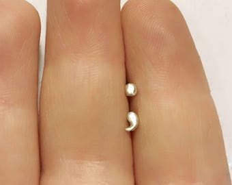 Semicolon in Sterling Silver Pick Your Gauge Hypoallergenic Earring SET. Perfect for Forward Helix, Earspiration piercings