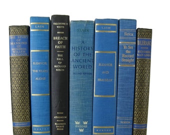 Black Blue Decorative Books , Farmhouse Decor, Vintage Books , Home Decor , Old Books , Vintage Photo Props , Table Setting , Wedding Decor