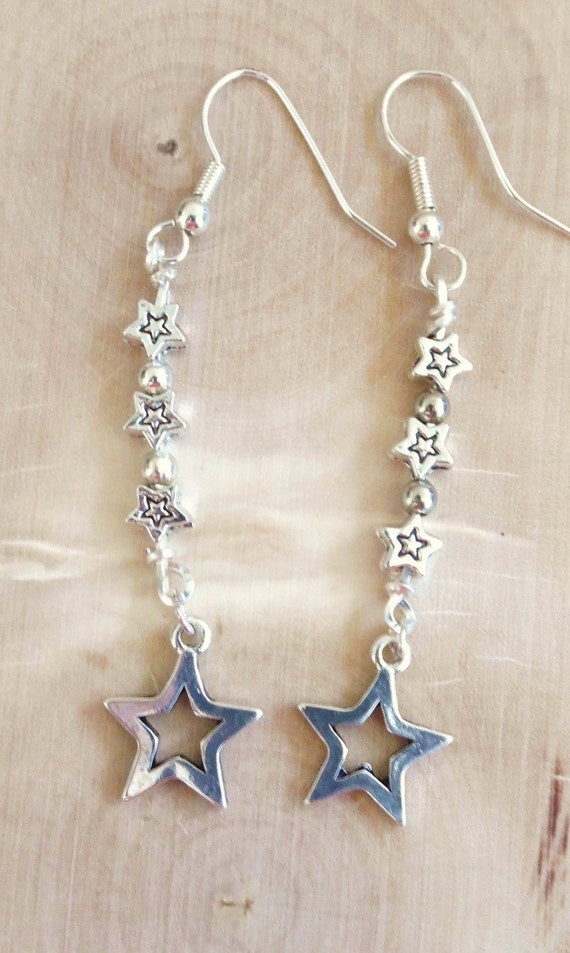 Star Earrings Dangle Earrings Beaded EarringsDrop Earrings