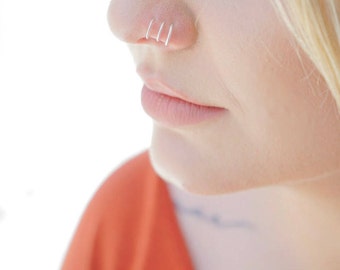 Delicate Silver Nose Ring, Gold Nose Ring, Nose Hoop, Rose Gold Nose Ring, Gold Piercing Ring, Nose Hoop, Nose Piercing, Rose Gold Nose Hoop