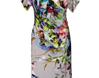 Floral Wrap Dress, Plus Size Dress, Kimono Dress, Summer Dress, Cotton Dress, Printed Dress, Jersey Dress, Summer Dress, Short Sleeves Dress