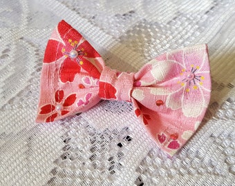 Pink Sakura Cherry Blossom Hair Bow - Small