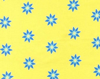 Star Bloom Blue Star Flowers on Lemon Yellow by Michael Miller - DC7181-LEMON-D