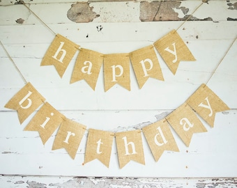 Happy Birthday Decoration, Birthday Party Sign, Happy Birthday Banner, Birthday Decor, Photo Prop, Burlap Banner, B665
