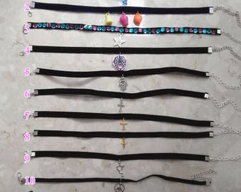 Thin black velvet chokers pastel goth nu goth