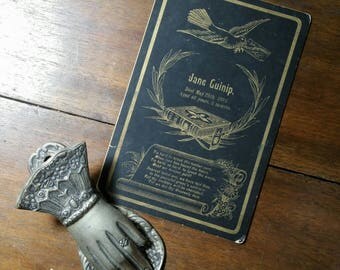 victorian memorial funeral card Jane Guinip 1891.