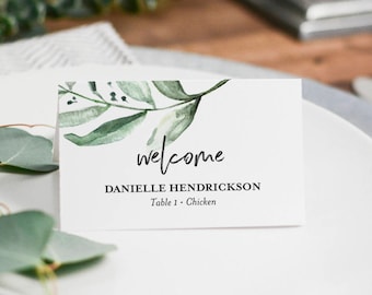 Place Cards Wedding, Place Cards Printable, Place Cards for Wedding, Greenery Wedding, Place Card Template, PDF Instant Download #BPB330_6