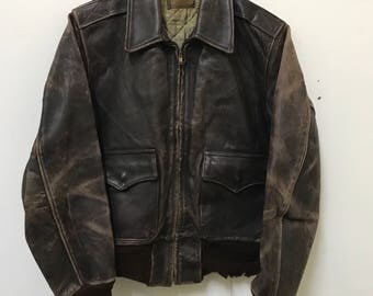 Vintage 50s Horsehide Leather Jacket, All Weather Garment, Made In California, Size M Rare