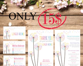 PRINTABLE Business Card, Punch Card, Thank You Card / Care Instructions Card, Buy 10 Get 1 Free, Dandelion, Digital Files LLR014