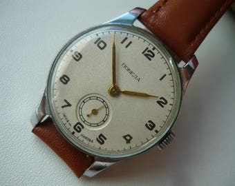 Collectable Vintage Soviet watch Pobeda SERVISED wristwatch USSR mechanical / Made on the First Moscow Watch Factory named after Kirov.