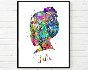 Custom Silhouette Printable Profile Portrait Personalized Art Print, Birthday Gift Idea, Custom Silhouette Wall Art, Instant Download