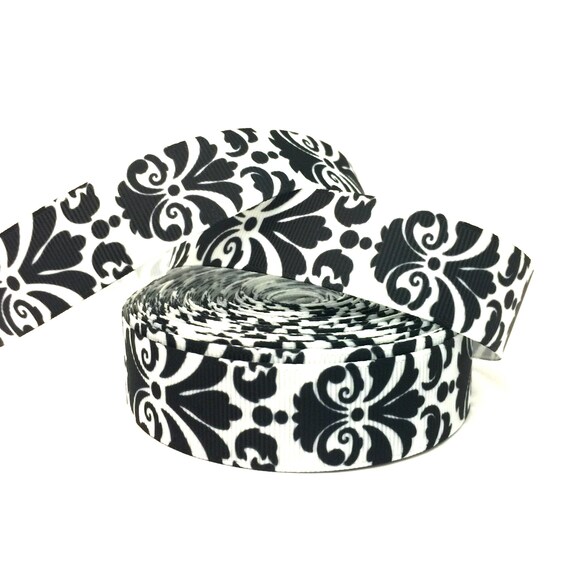 Black Damask Ribbon Damask Print Ribbon Black Damask Damask