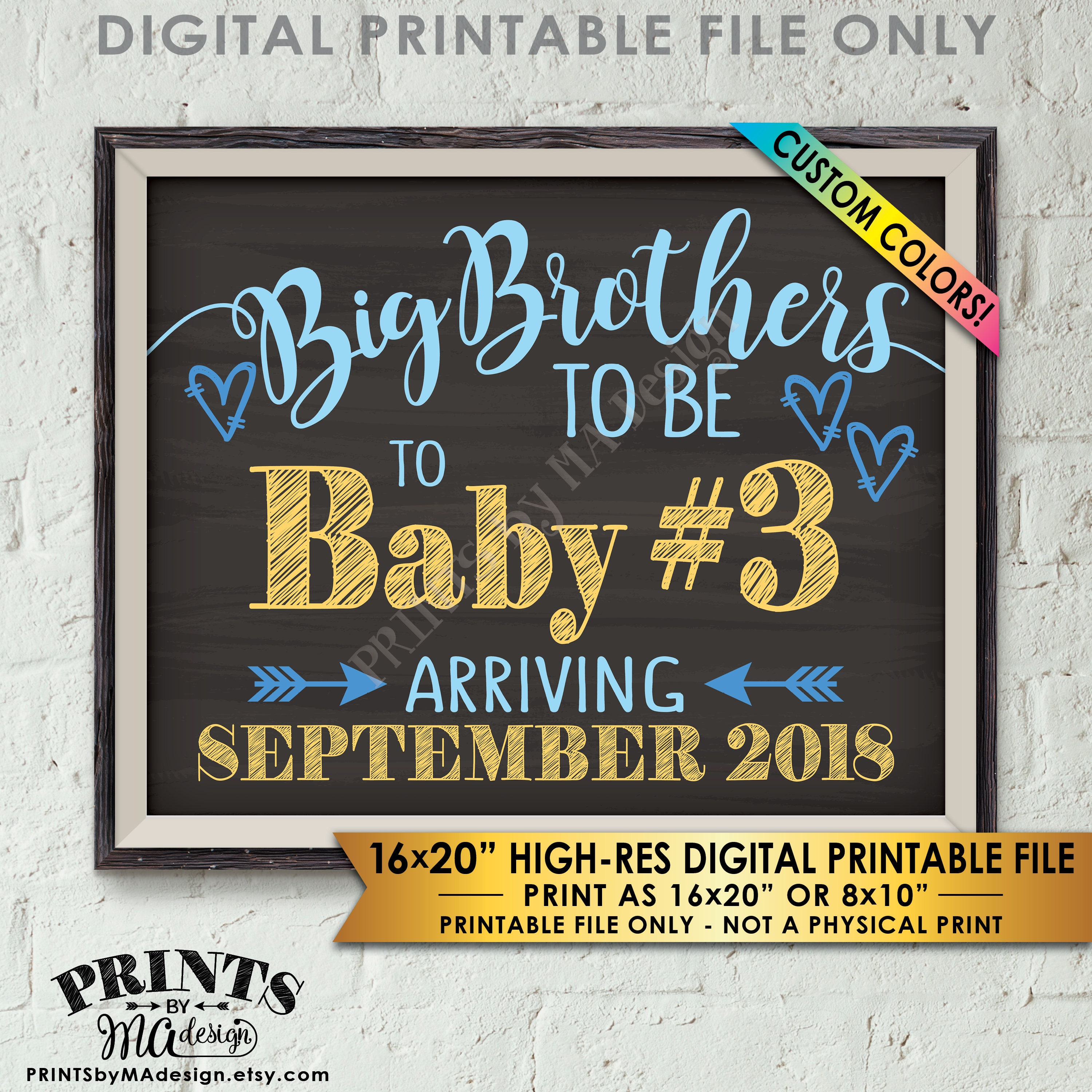 Baby #3 Pregnancy Announcement, Big Brothers to 3rd Baby Number 3 Photo ...
