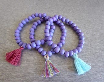 Kit 3 purple bracelets and tassel