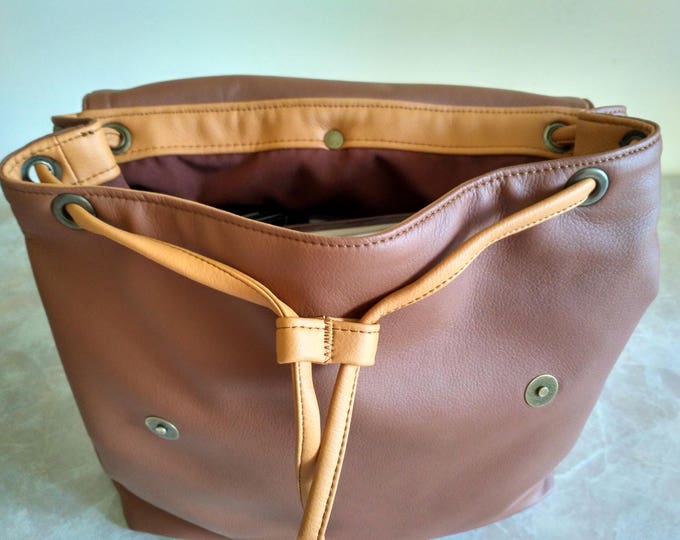 Vegan leather Backpack, Multifunction bag, Shoulder Bag, Crossbody bag brown, Moms backpack - walking bag